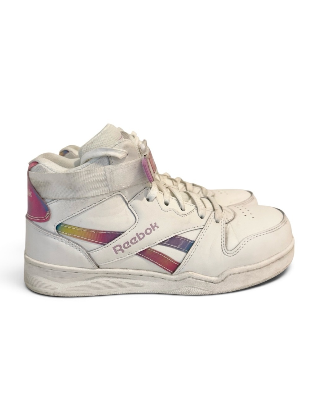 Reebok Work White Holographic High Top Leather Sneakers Safety Toe Size 9W